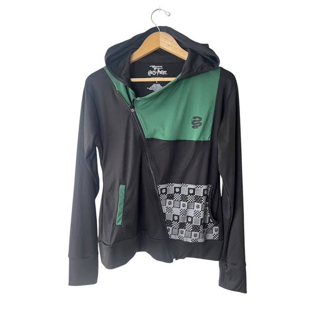 Universal‎ Studios Harry Potter Slytherin Hoodie Jacket Asymmetrical Zip Large L